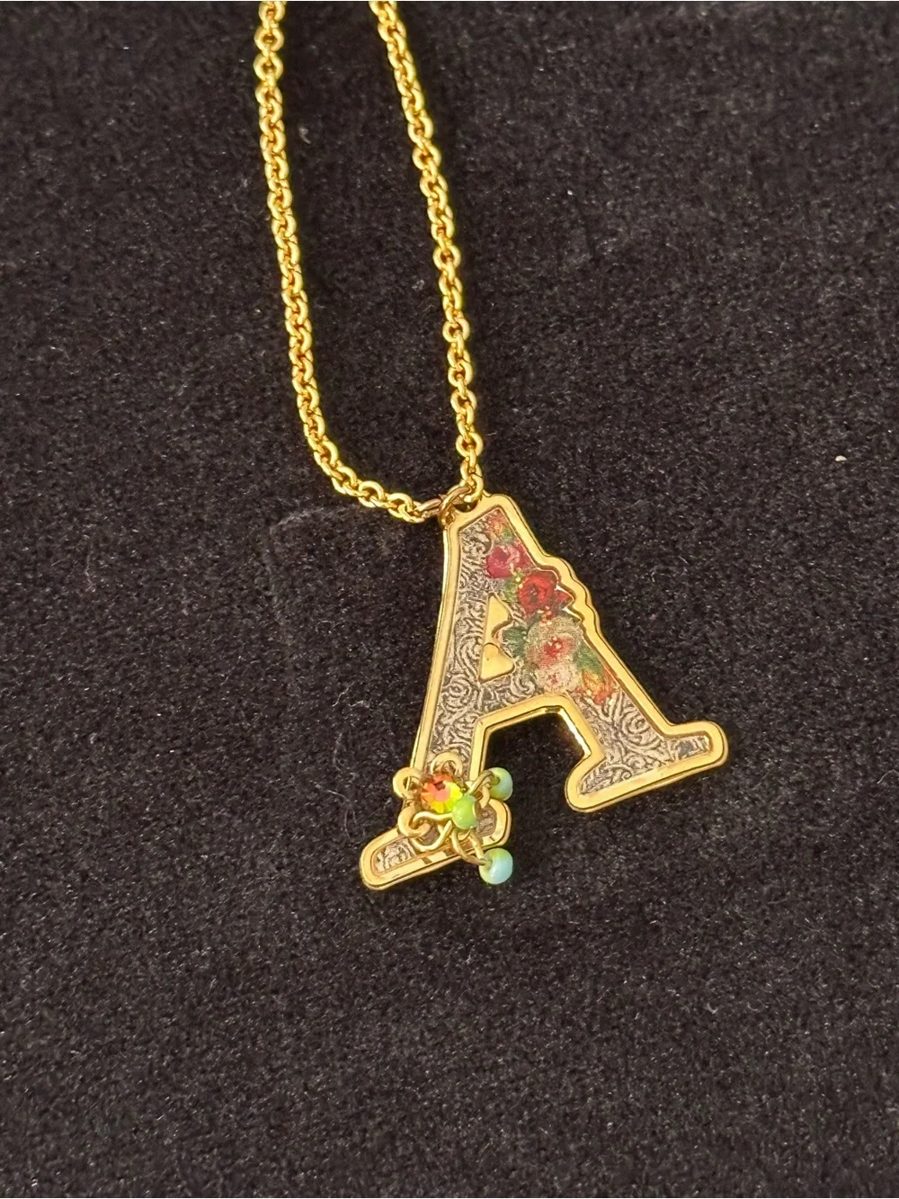 Michal Negrin Initial A Necklace NIB Swarovski Crystal Israel Boxed⁠